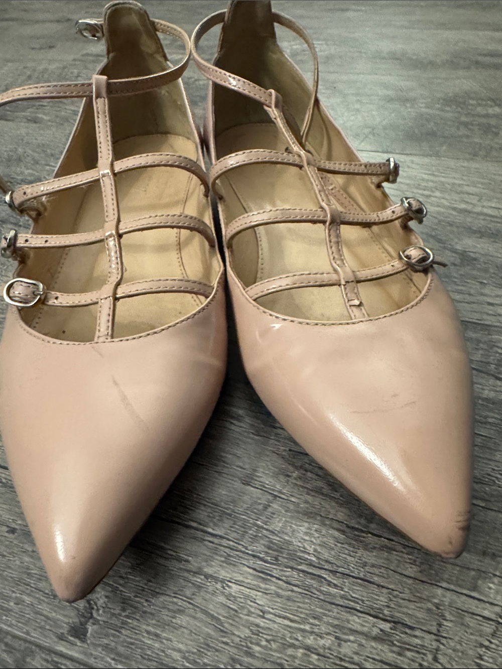J. Crew Pointed Leather Lace-Up Flats in Blush